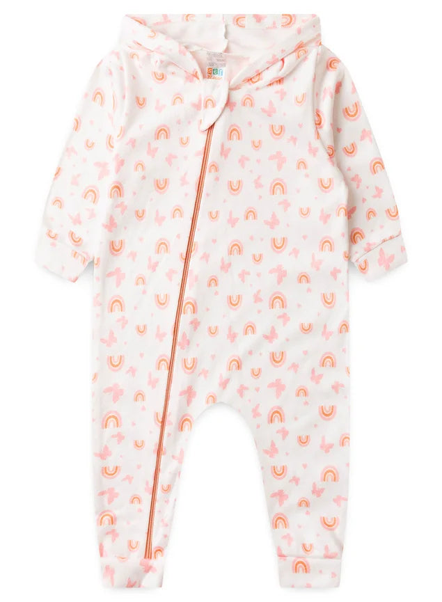 Macacão Borboletas Rosa - Soft Capuz - Bebê - Menina