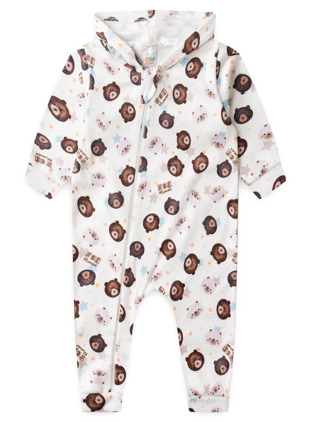 Macacão Urso Estrela - Soft Capuz - Bebê - Unissex