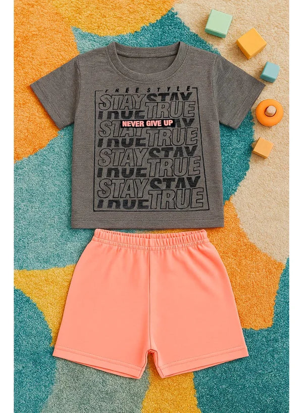 Conjunto Menino Stay True - Mescla - 100% Algodão