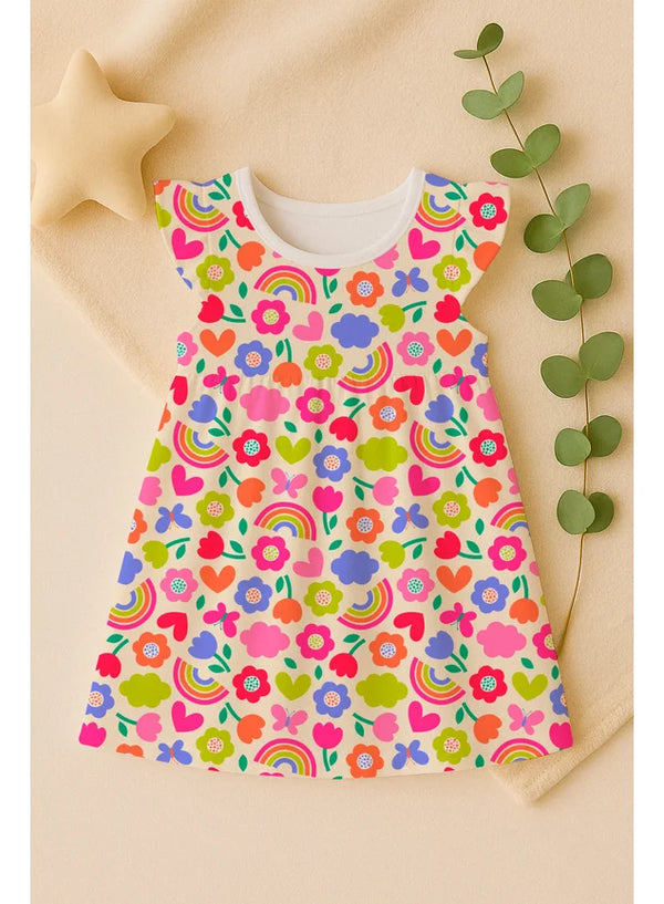 Vestido Flores Coloridas - Elanca - 100% Poliester - Menina